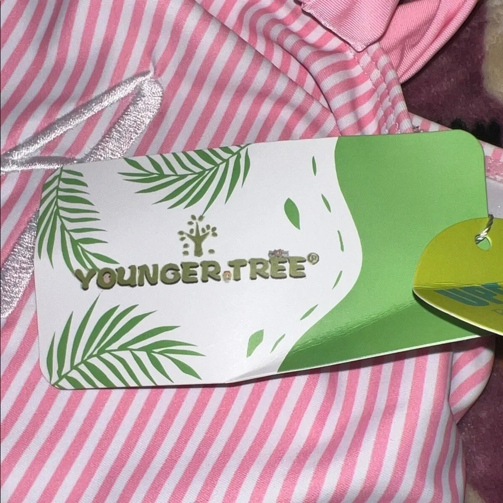 Pink Striped One-Piece Swimsuit Younger Tree size 6-7